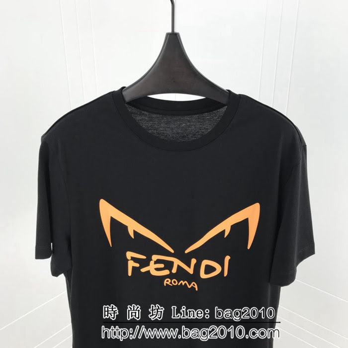 FENDI芬迪 19ss早春新款短袖 小怪獸字母印花圖案 定制絲光面料 高版本情侶款 ydi2169